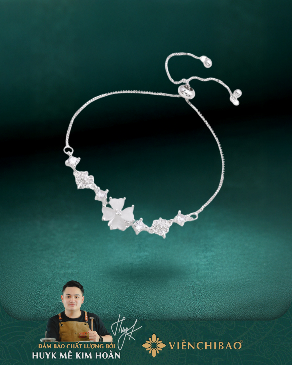 Vòng Tay Bạc Nữ Cỏ Bốn Lá May Mắn - Bạc Ý S925 - MT01- HuyK Viễn Chí Bảo