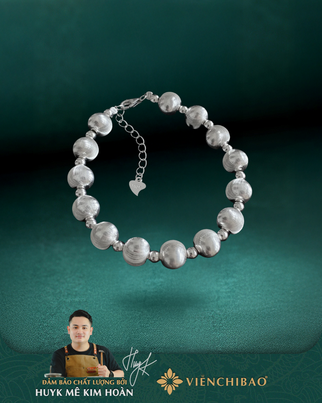 Lắc Tay Bi Mắt Mèo - Bạc Ý S925 - L001274 - HuyK Viễn Chí Bảo