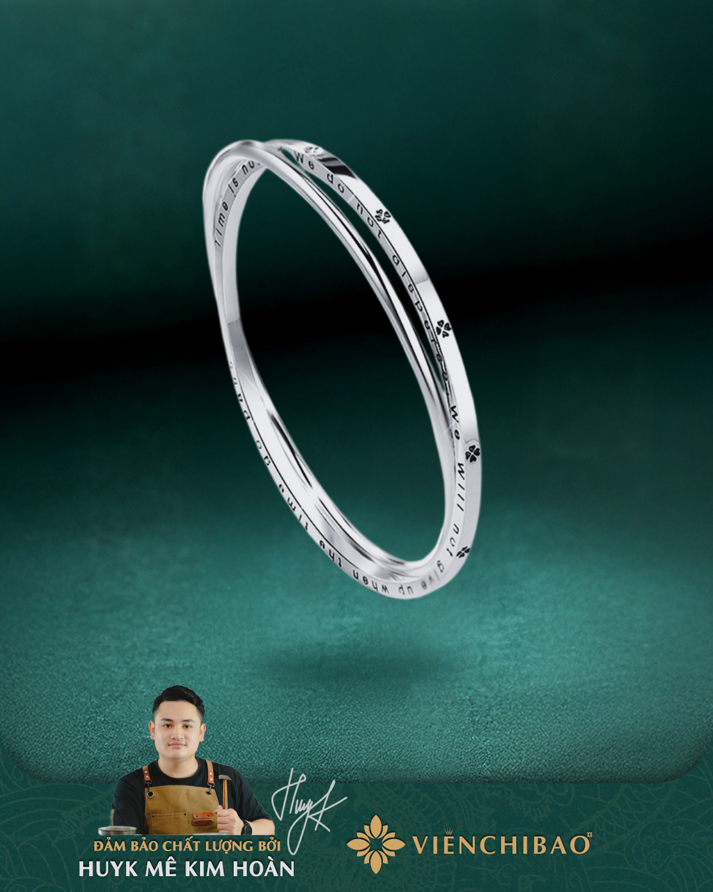 Vòng Tay Đôi Cỏ Bốn Lá - Bạc S999 -  L001344 - HuyK Viễn Chí Bảo