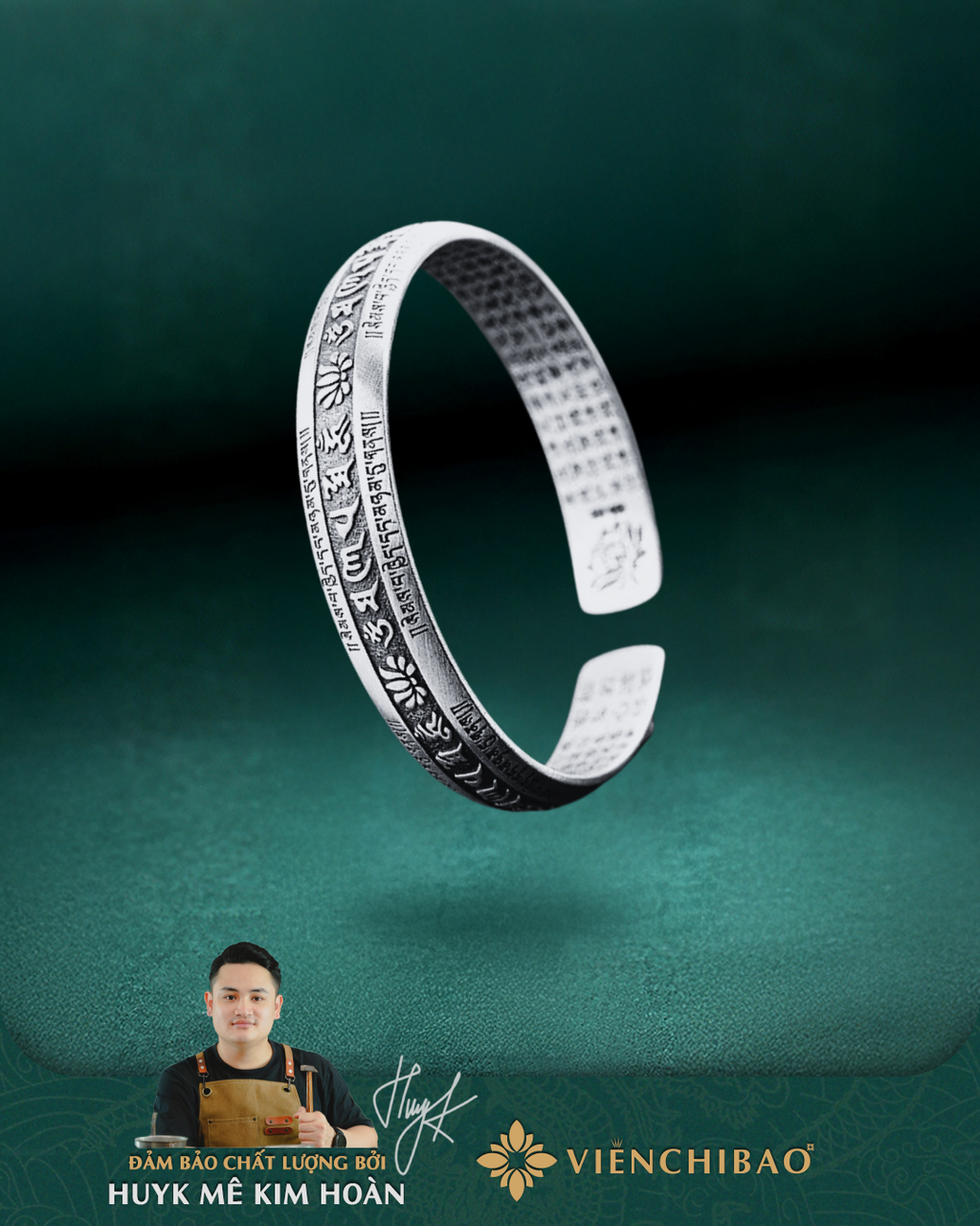 Vòng Tay Lục Tự Đại Minh Chân Ngôn Bát Nhã Tâm Kinh - Bạc Thái S925- L100428x - HuyK Viễn Chí Bảo