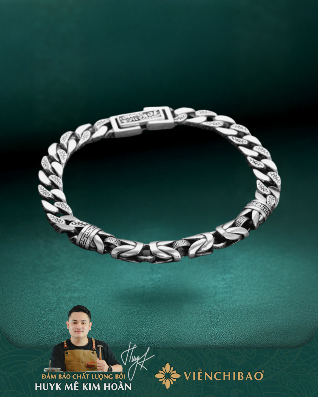 Lắc Tay Hoạ Tiết Vân Mây Cổ - Bạc Thái S925 - L100303 - HuyK Viễn Chí Bảo