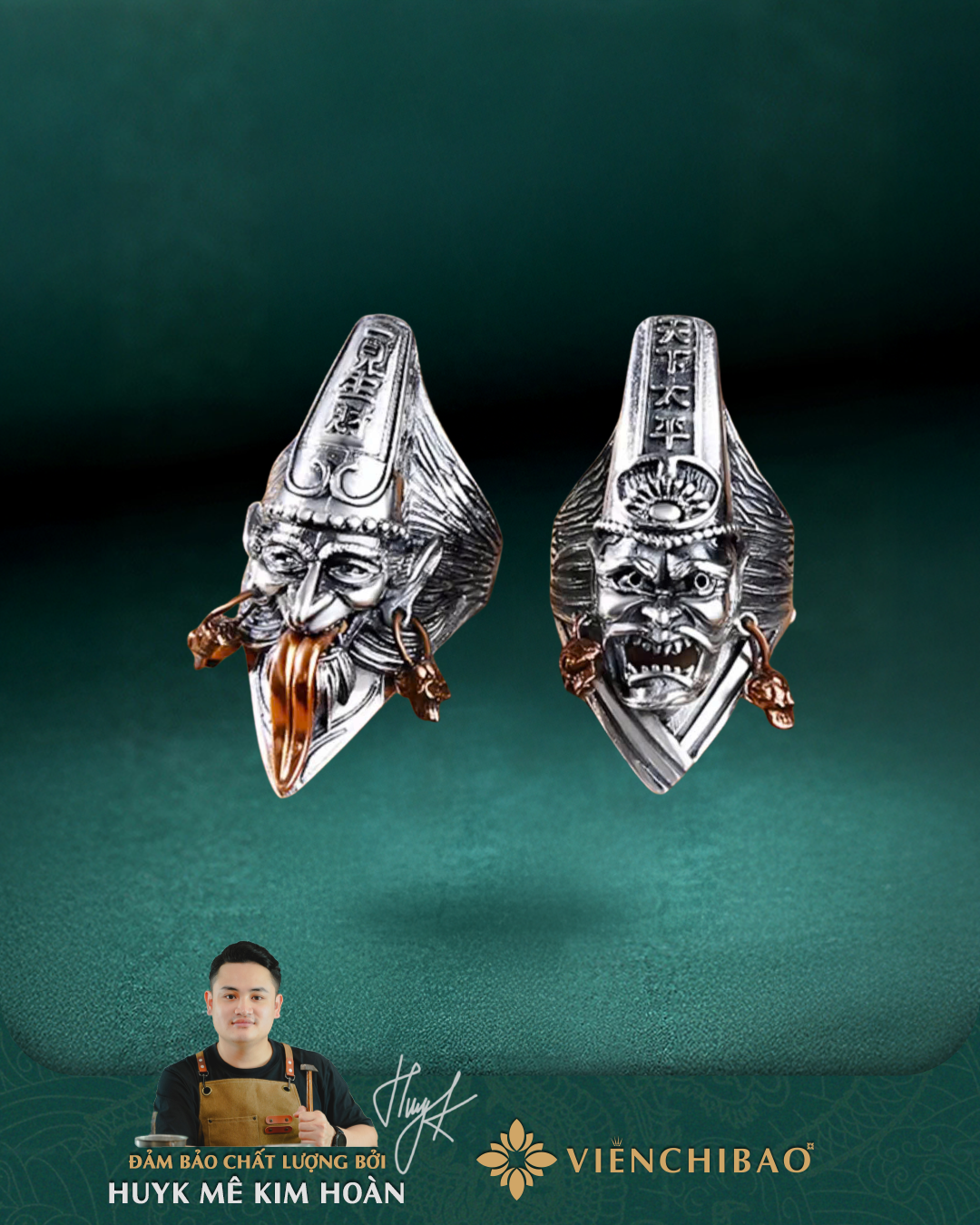 Nhẫn Hắc Bạch Vô Thường - Bạc Thái S925 - N100482- N100483- HuyK Viễn Chí Bảo