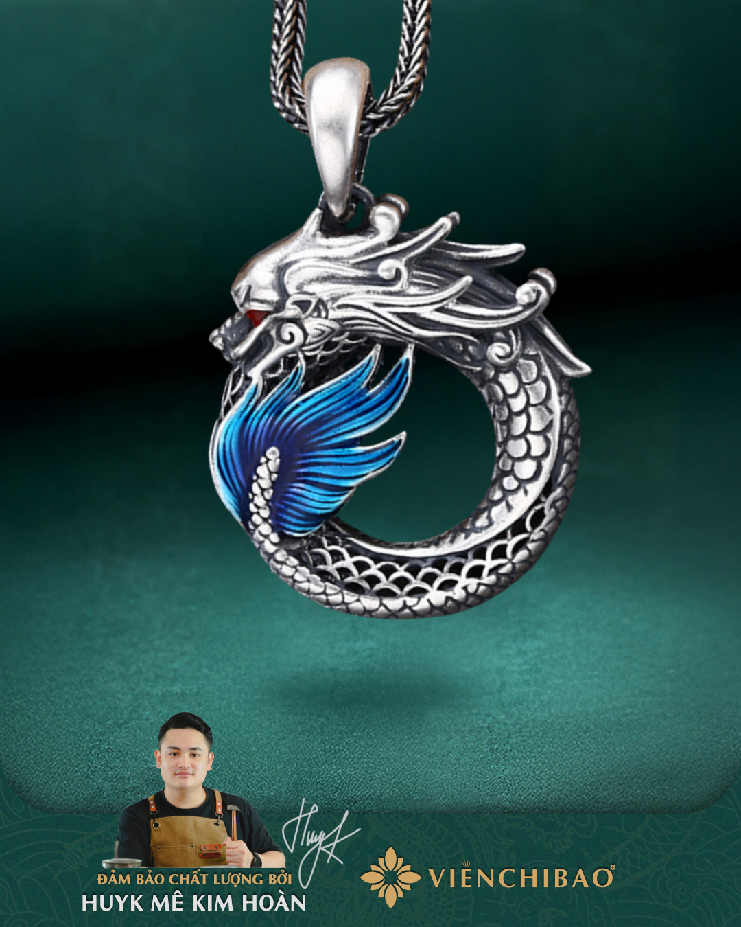 Mặt Dây Chuyền Thanh Long - Bạc Thái S925- M100665 - HuyK Viễn Chí Bảo
