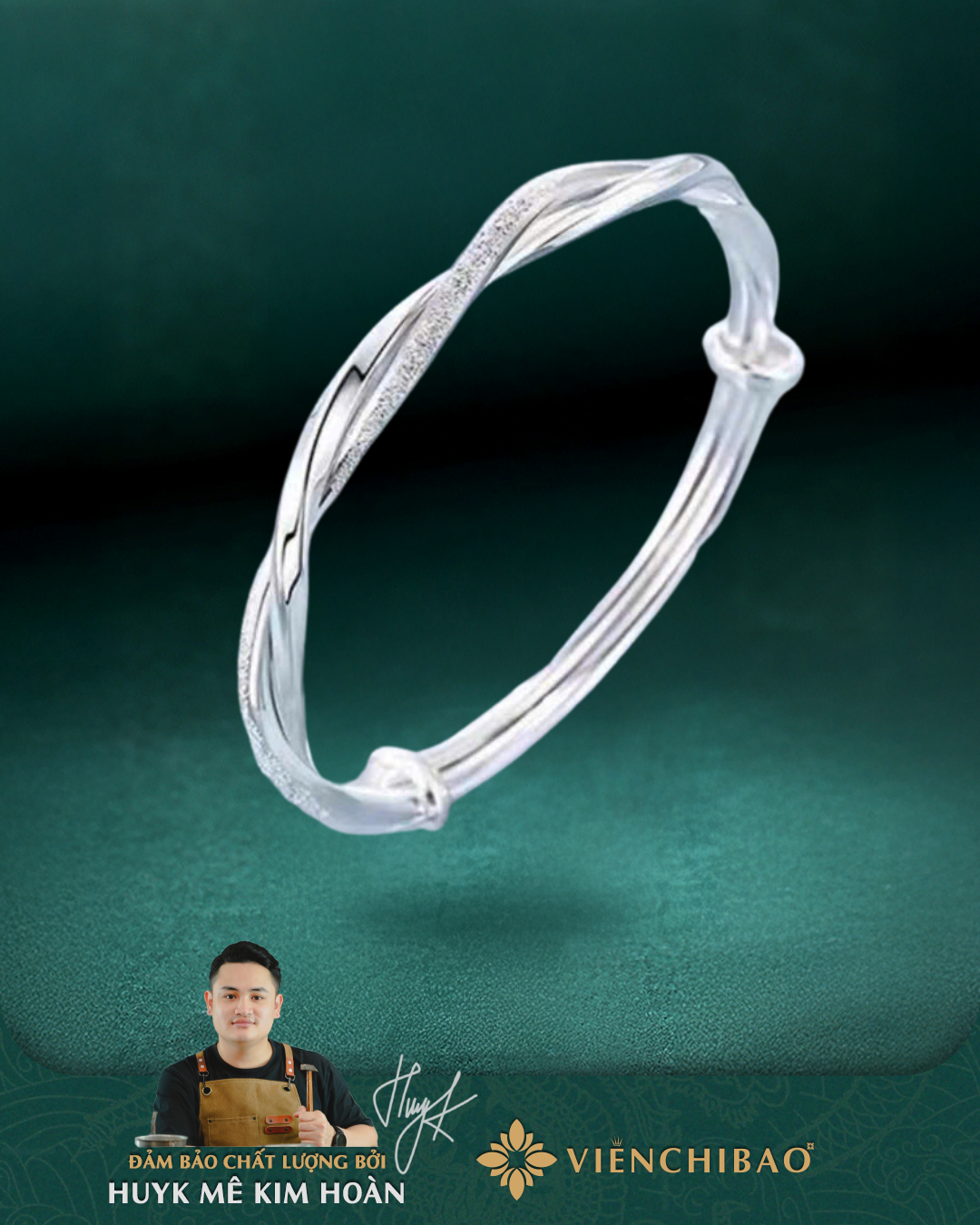 Kiềng Trơn Xoắn - Bạc S999 - K400001- HuyK Viễn Chí Bảo