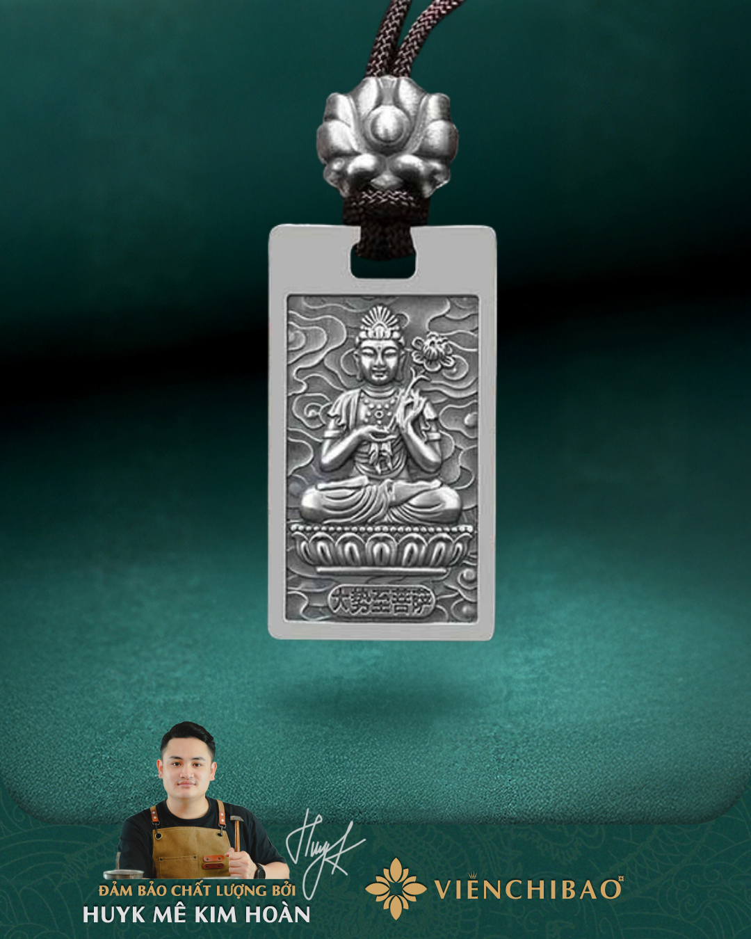 Thẻ Bài Diệu Pháp Liên Hoa - Bạc Thái S925- M100076 - HuyK Viễn Chí Bảo
