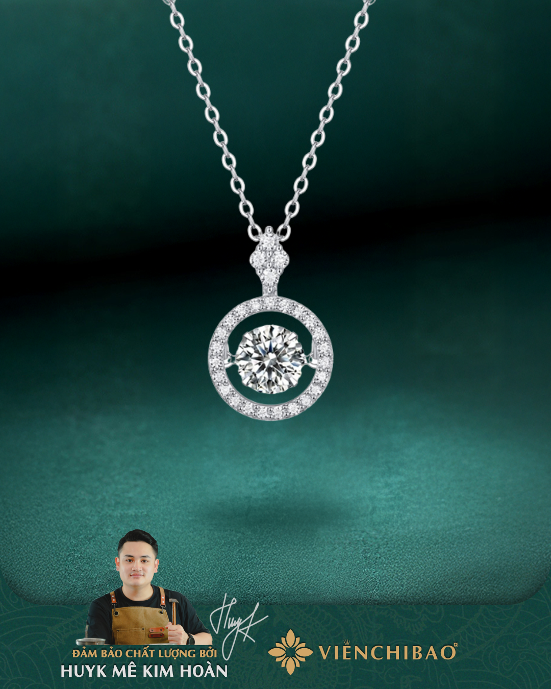 Dây Chuyền Moissanite Đá Nhảy 6.5 Li - Bạc Ý S925 -  D400545 - HuyK Viễn Chí Bảo