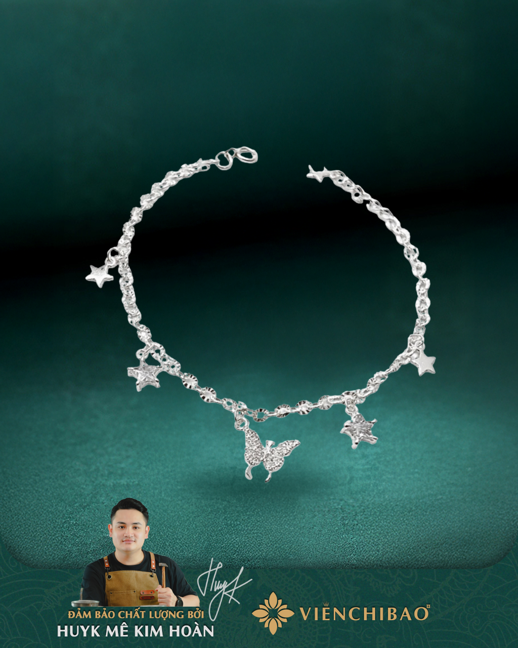 Lắc Tay Cánh Bướm Ngôi Sao - Bạc S925 - L400585 - HuyK Viễn Chí Bảo