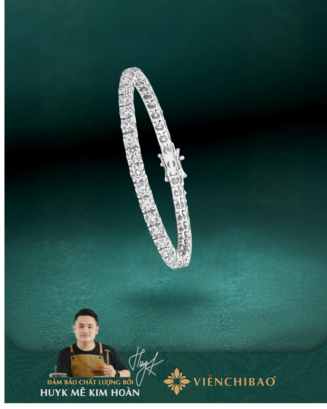 Lắc Tay Tennis Đá Moissanite 4mm - Bạc Ý S925 - L100942 - HuyK Viễn Chí Bảo