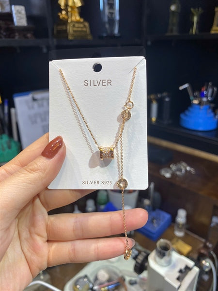 Dây Chuyền Mặt Trụ Xi Vàng Hồng - Bạc Ý S925 - D000992 - HuyK Viễn Chí Bảo