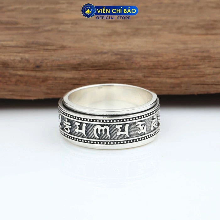 Nhẫn Lục Tự Xoay -  Bạc Thái S925- N100886-  HuyK Viễn Chí Bảo