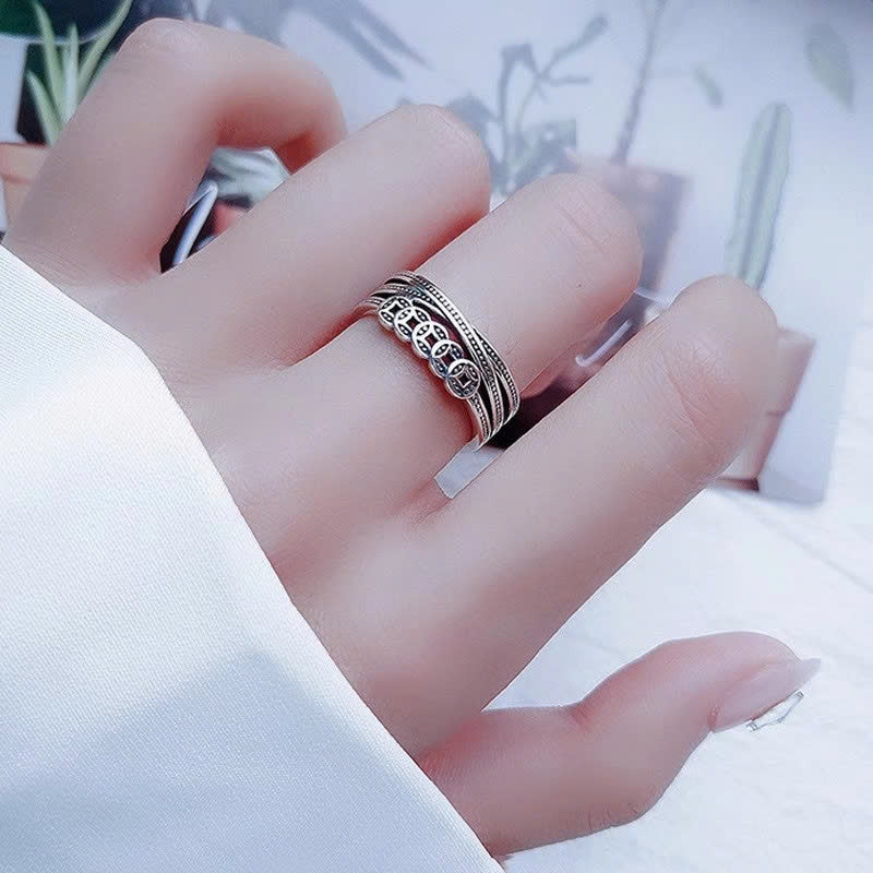 Nhẫn Kim Tiền Xiên Chéo - Bạc Thái S925 -N000451x-  HuyK Viễn Chí Bảo