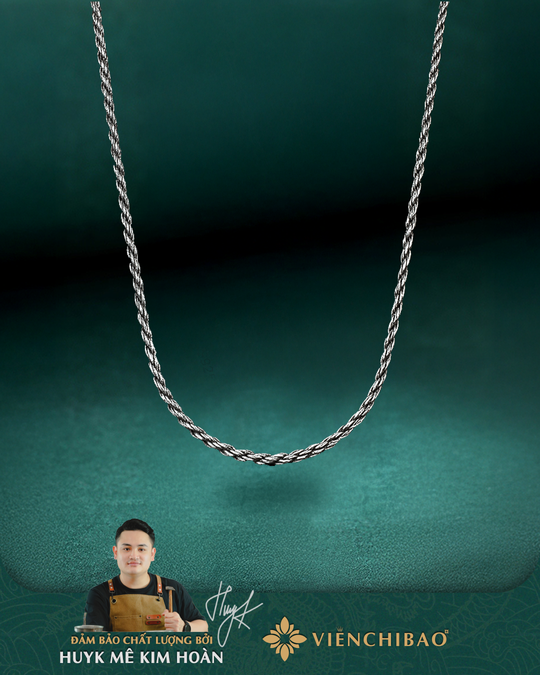 Dây chuyền xoắn bạc thái móc chùy kim cang bạc thái s925- D100205 - HuyK Viễn Chí Bảo