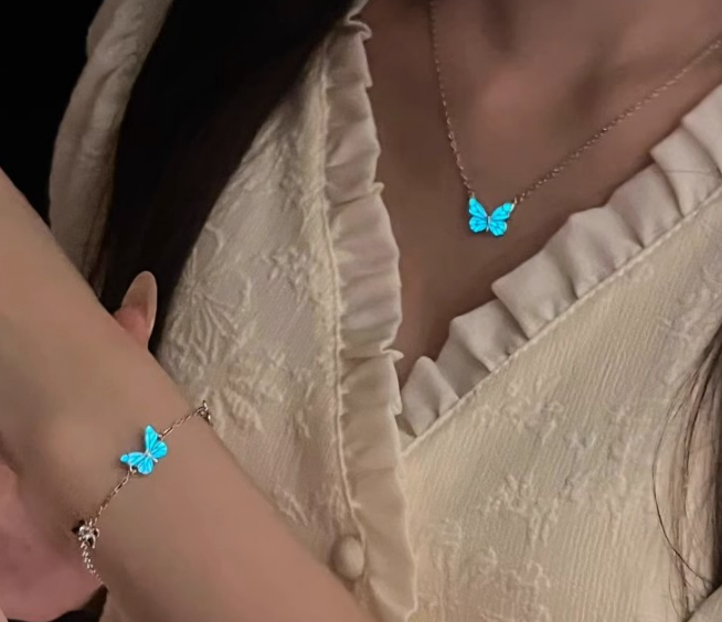 Dây Chuyền Hồ Điệp Phát Sáng - Bạc Ý S925 - D000904 - HuyK Viễn Chí Bảo