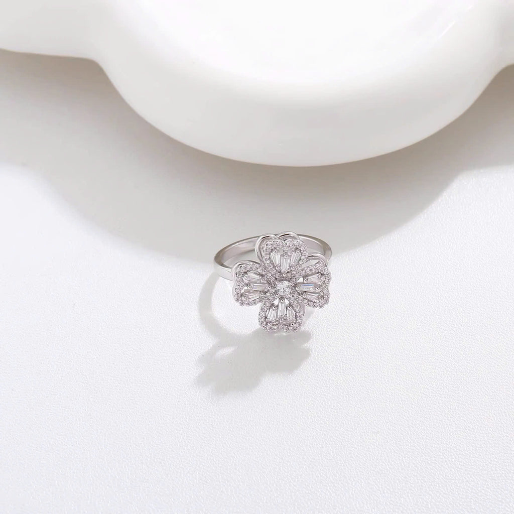 Nhẫn Cỏ 4 Lá Xoay - Bạc Ý S925 - N001361 - HuyK Viễn Chí Bảo