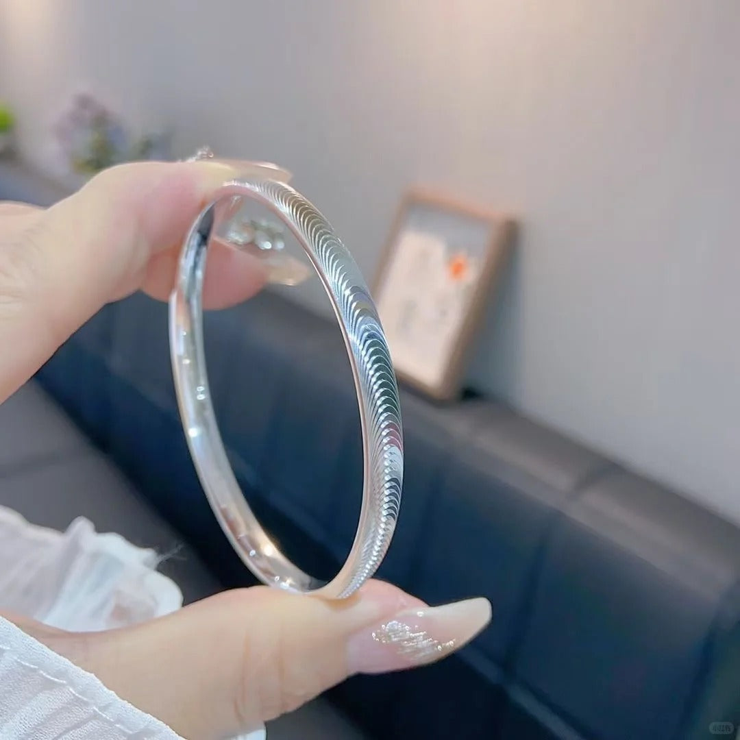 Vòng Tay Mắt Mèo Bản Kín - Bạc S999 - K400013- HuyK Viễn Chí Bảo