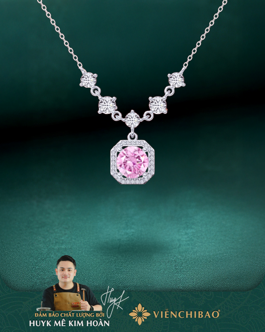 Dây Chuyền Mặt Vuông - Bạc S925 - D401024 - HuyK Viễn Chí Bảo