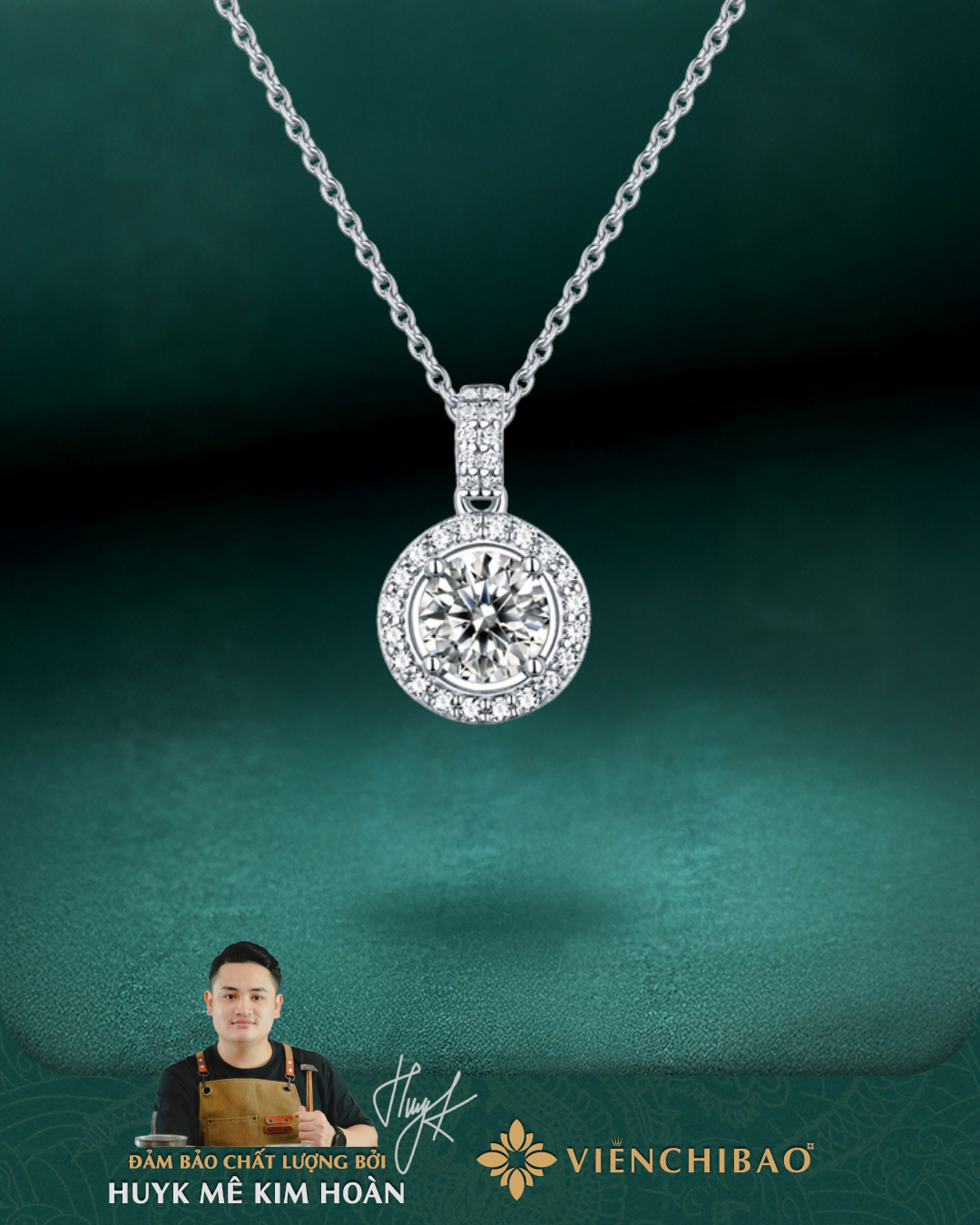 Dây chuyền Moissanite 6.5 li - Bạc Ý S925 - D400544 - HuyK Viễn Chí Bảo