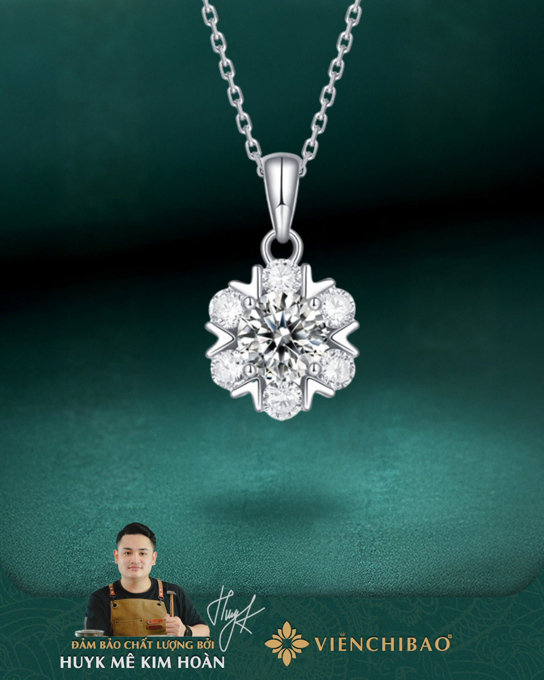 Dây Chuyền Hình Bông Tuyết Moissanite 5 Li - Bạc Ý S925 - D400535 - HuyK Viễn Chí Bảo