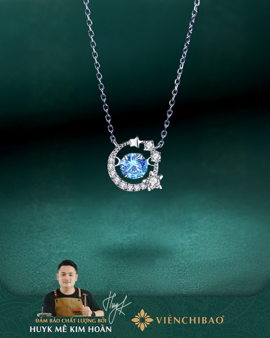 Dây Chuyền Trăng Sao - BẠC S950 - D401023 - HuyK Viễn Chí Bảo