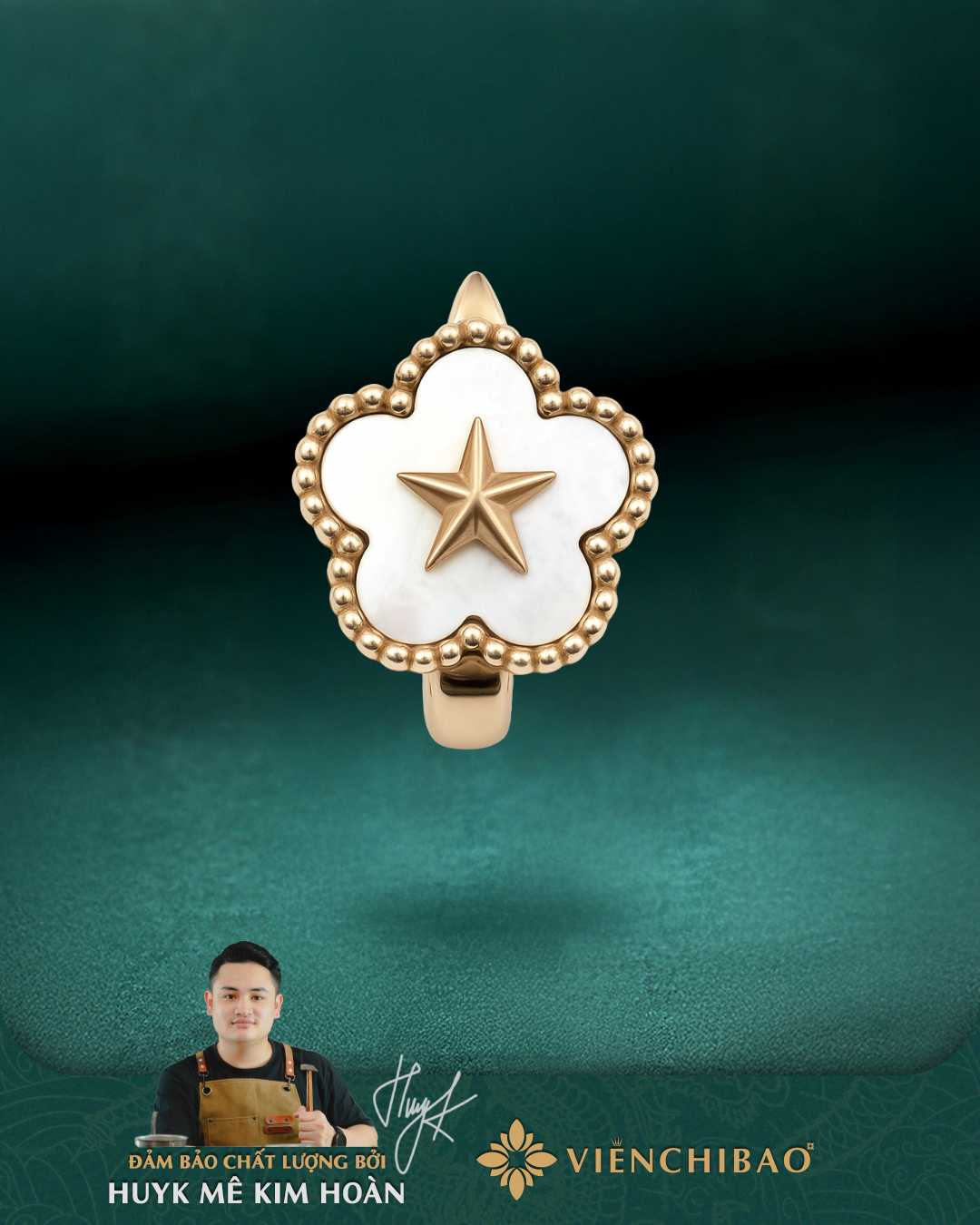 Bông Tai Sao Vàng Quốc Khánh - Bạc S925  - B4029251 - HuyK Viễn Chí Bảo