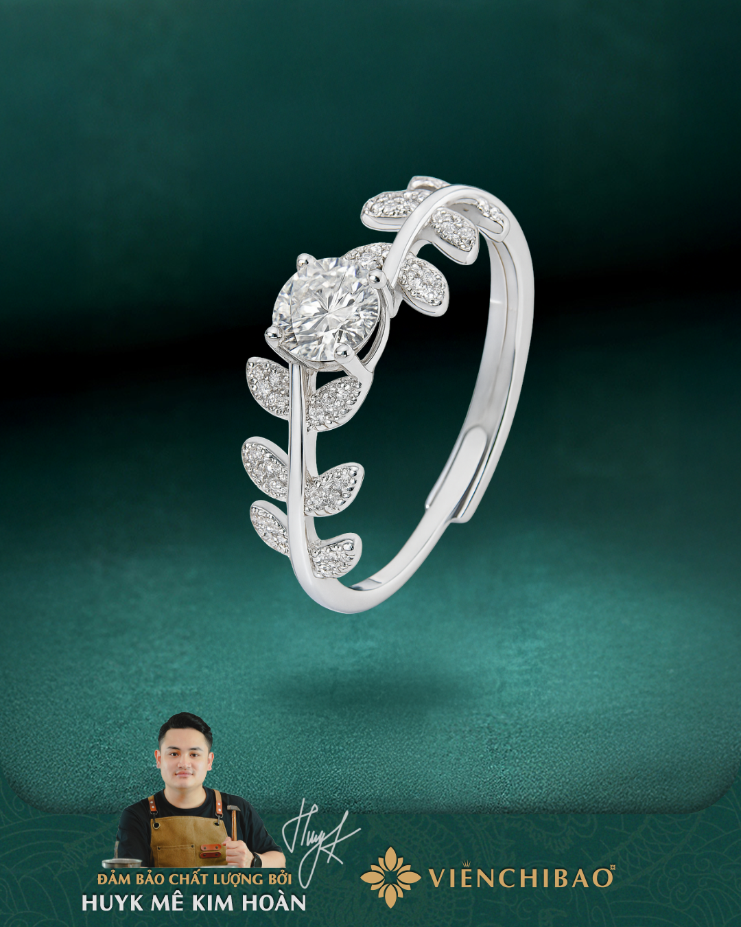 Nhẫn Bạc Nữ Nguyệt Quế - Bạc Ý S925- HuyK Viễn Chí Bảo