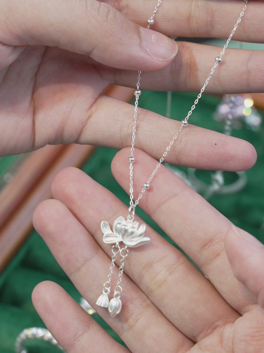 Dây chuyền Liên Hoa Bạc S990 - D000856 - HuyK Viễn Chí Bảo